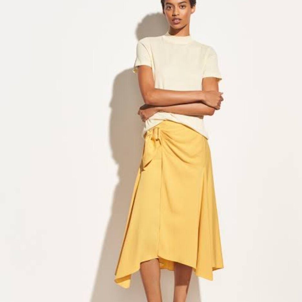 VINCE Side Buckle Drape Midi Skirt Size 0